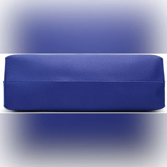 ROYAL BLUE PEBBLED SOFT FAUX LEATHER TOTE SHOULDER BAG - Picture 4 of 5